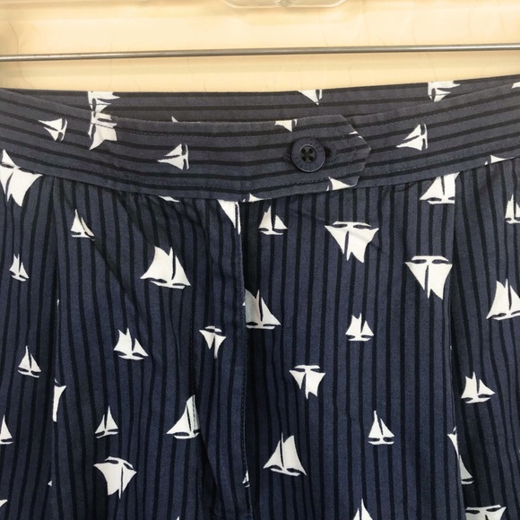 LIZ CLAIBORNE Navy Blue & White Sailboat High Waist Shorts Vintage 80s - Picture 3 of 6